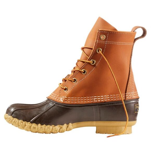L.L. Bean Classic Tan Brown Women's 8" Leather Rubber Duck Boots Bean Boots 7 - Picture 2 of 4